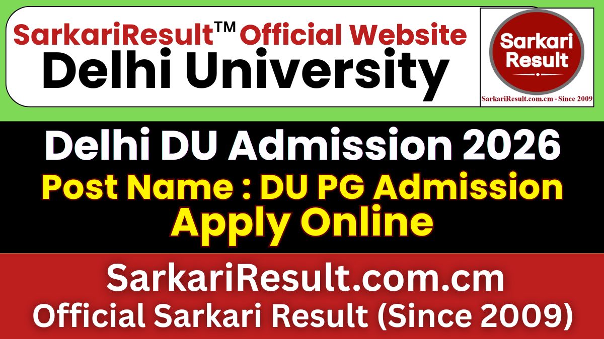 Delhi University DU PG Admission Online Form 2026