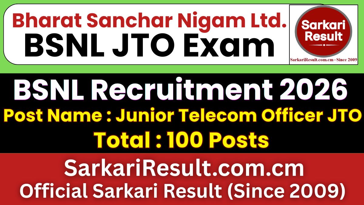 BSNL Junior Telecom Officer JTO Recruitment 2026