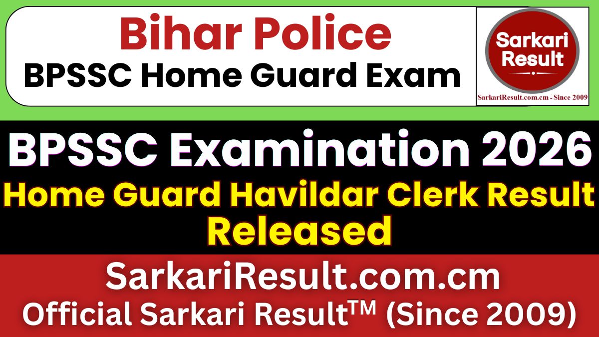 Bihar BPSSC Home Guard Havildar Clerk Result 2026