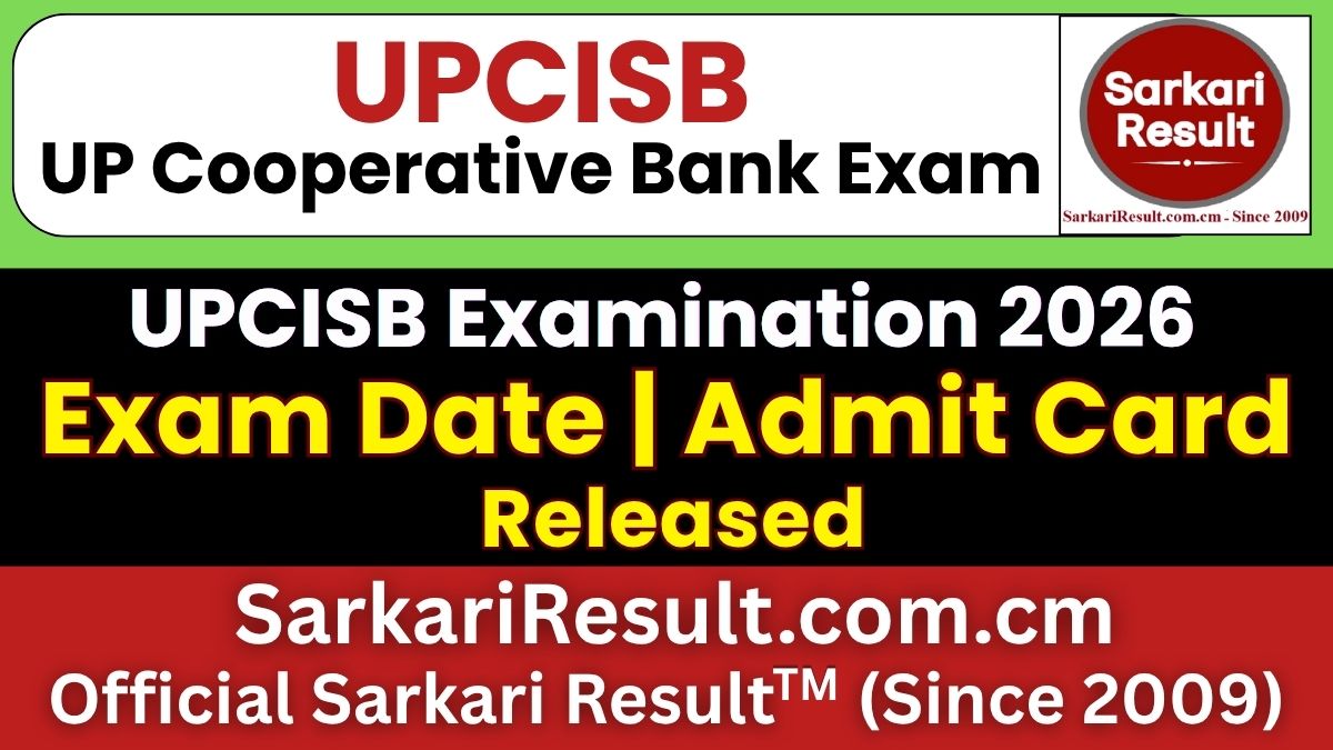 UPCISB UP Cooperative Bank Various Post Exam Date 2026