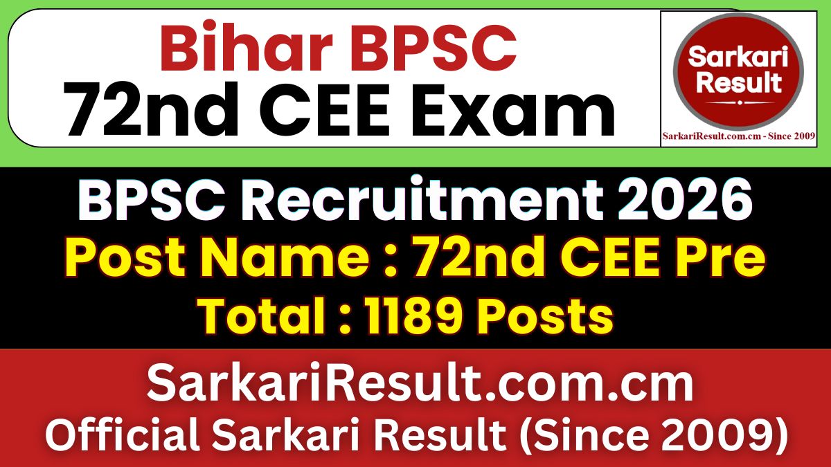 BPSC 72nd Pre Recruitment 2026