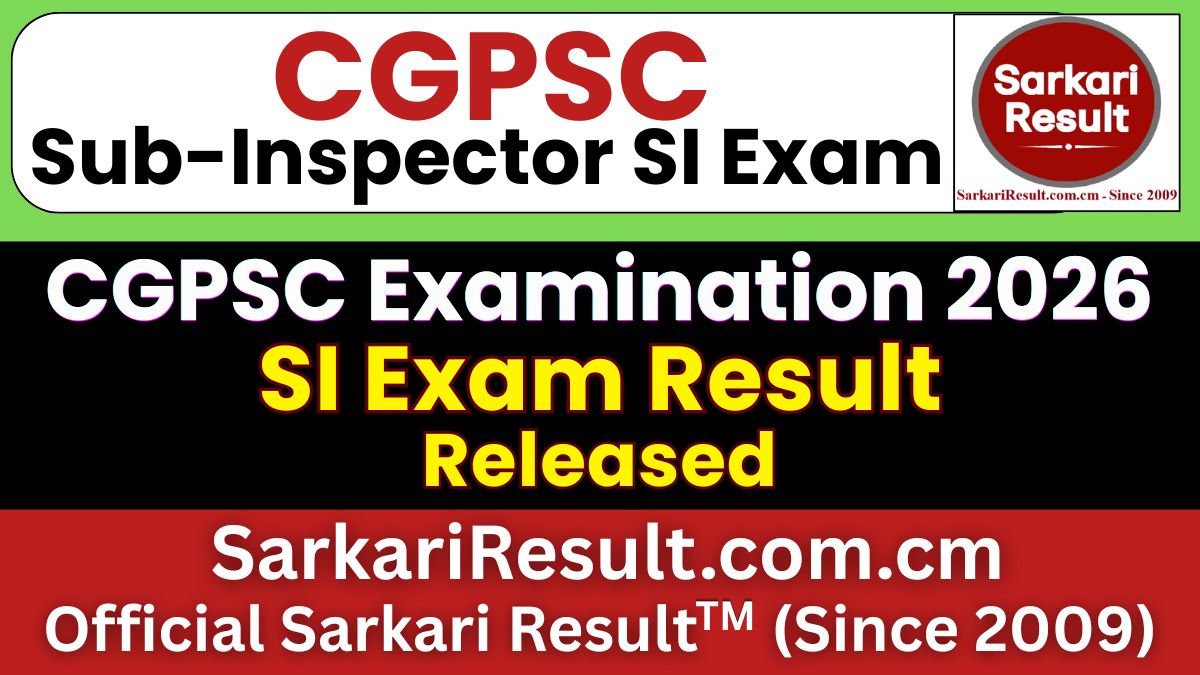 CGPSC Sub Inspector SI Result 2026