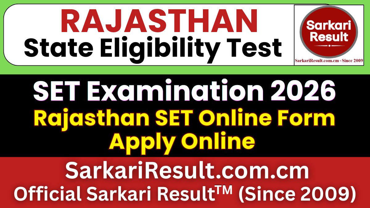 Rajasthan State Eligibility Test SET Online Form 2026