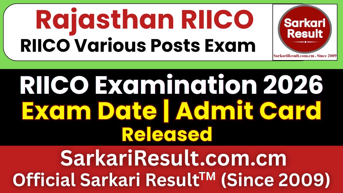 Rajasthan RIICO Various Post Admit Card 2026
