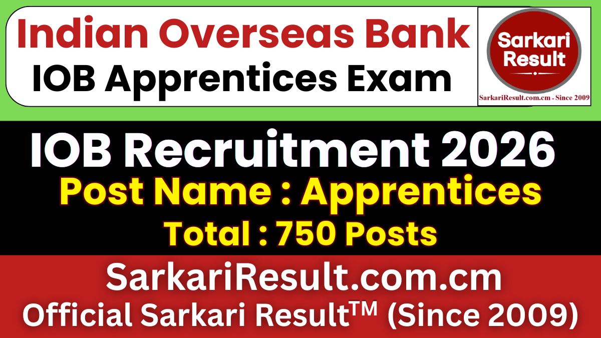 Indian Overseas Bank IOB Apprentice Recruitment 2026