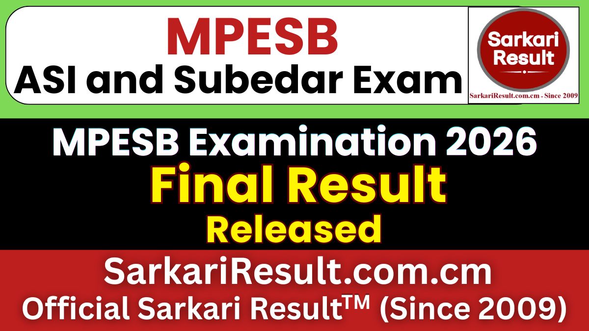 MPESB ASI and Subedar Final Result 2026