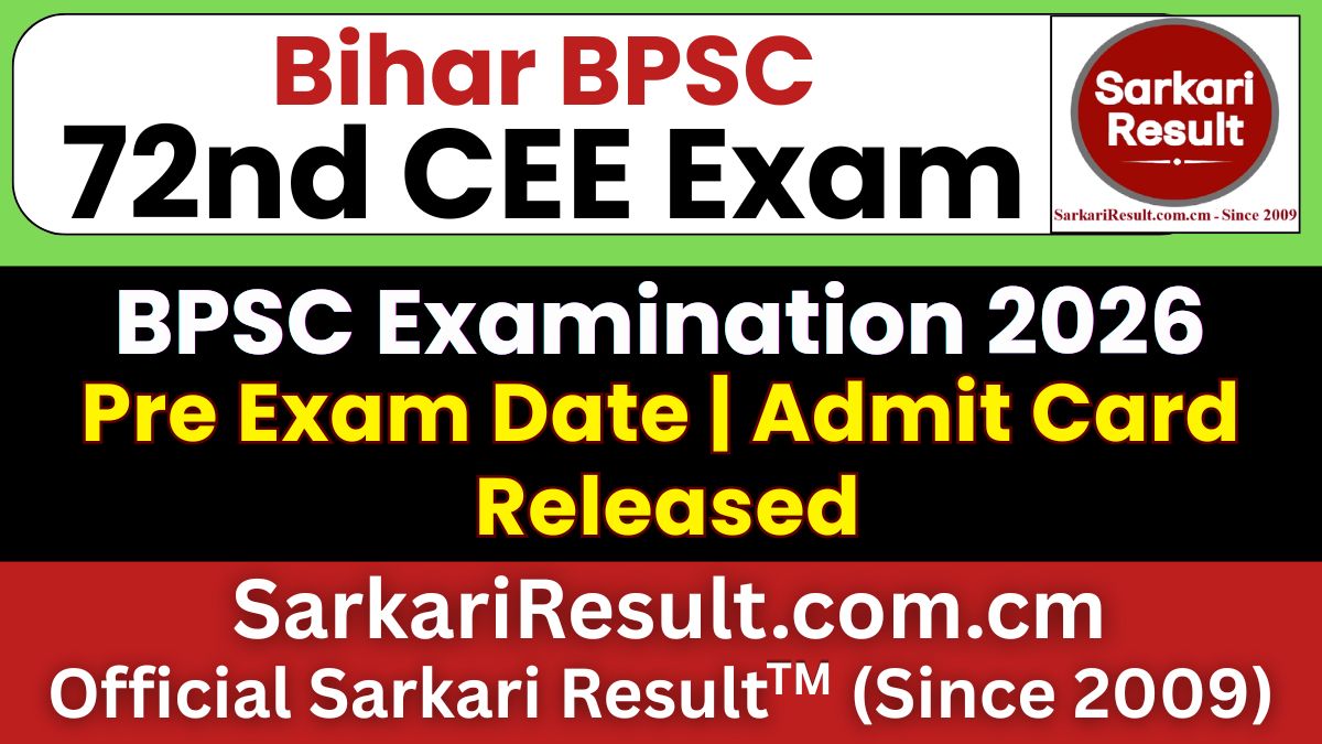 BPSC 72nd Pre Exam Date 2026