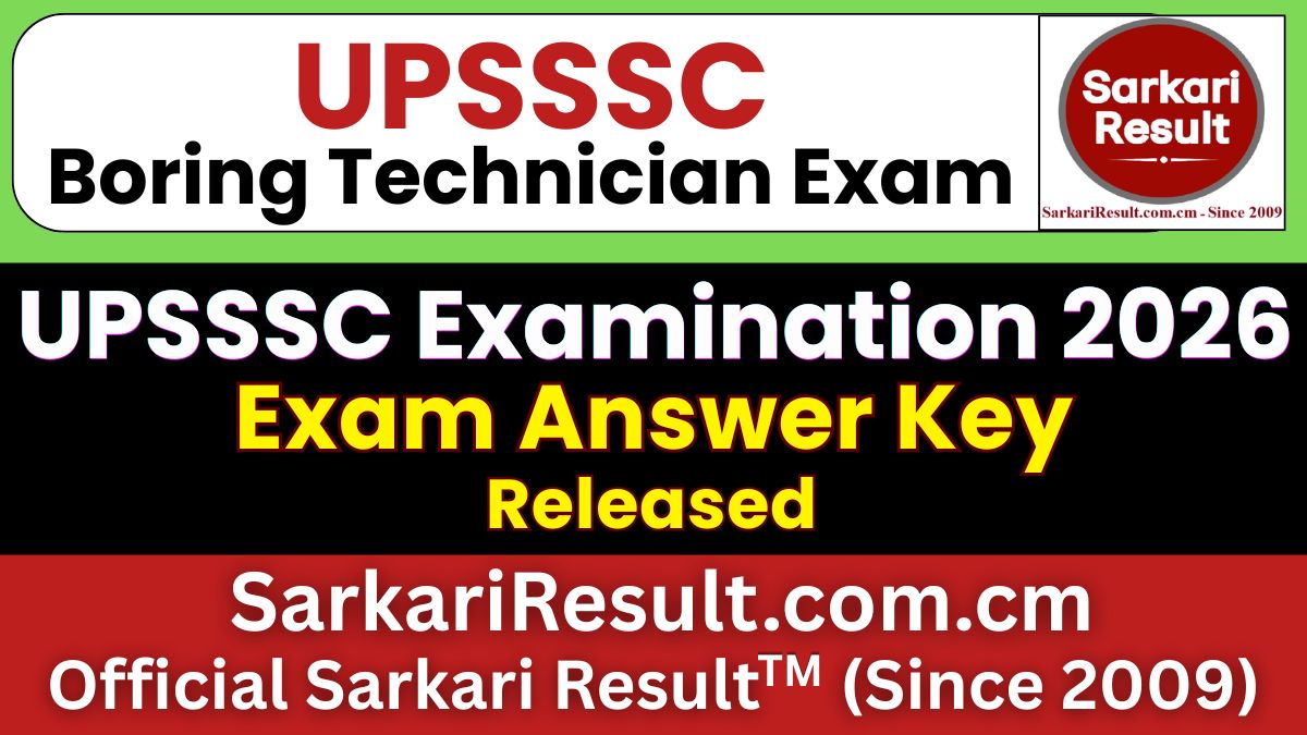 UPSSSC Assistant Boring Technician Answer Key 2026