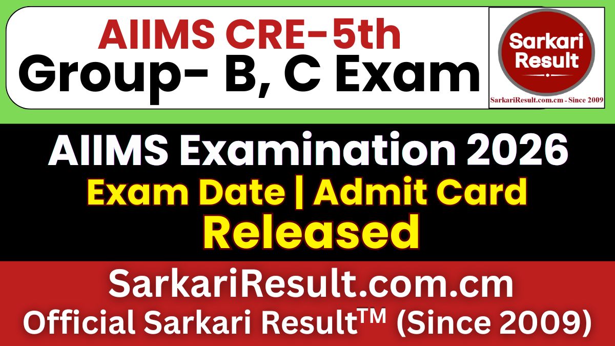 AIIMS CRE 5th Group B C Admit Card 2026