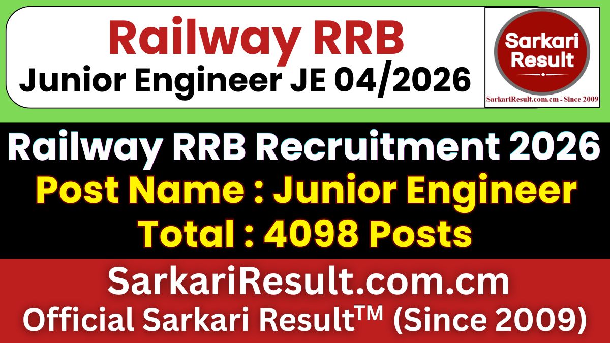RRB Junior Engineer JE Recruitment 2026