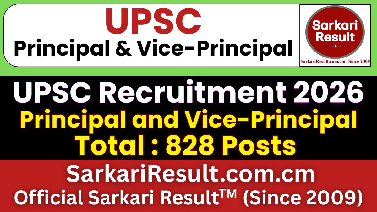 UPSC Principal Vice Principal Recruitment 2026