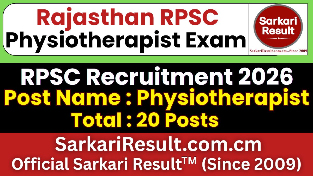 RPSC Physiotherapist Recruitment 2026