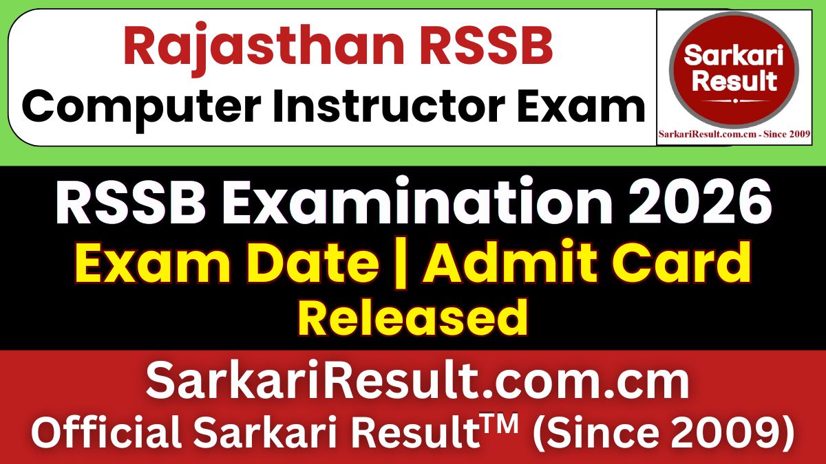 RSSB Computer Instructor Exam Date 2026