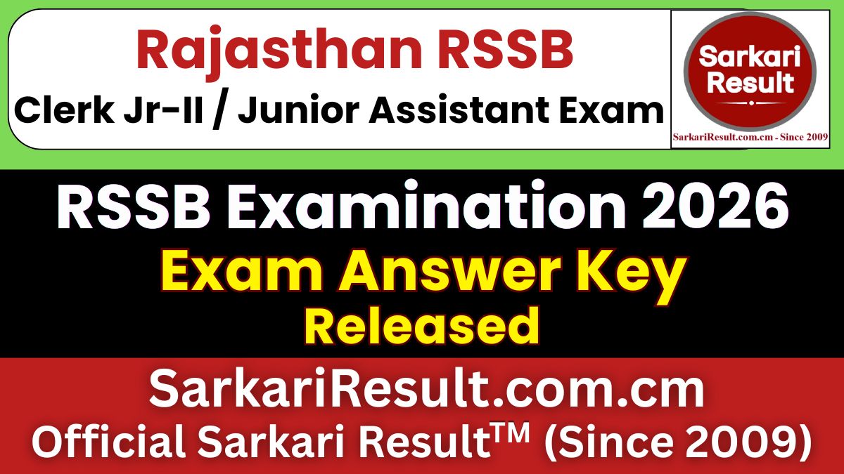 RSSB Clerk Jr-II / Junior Assistant Answer Key 2026