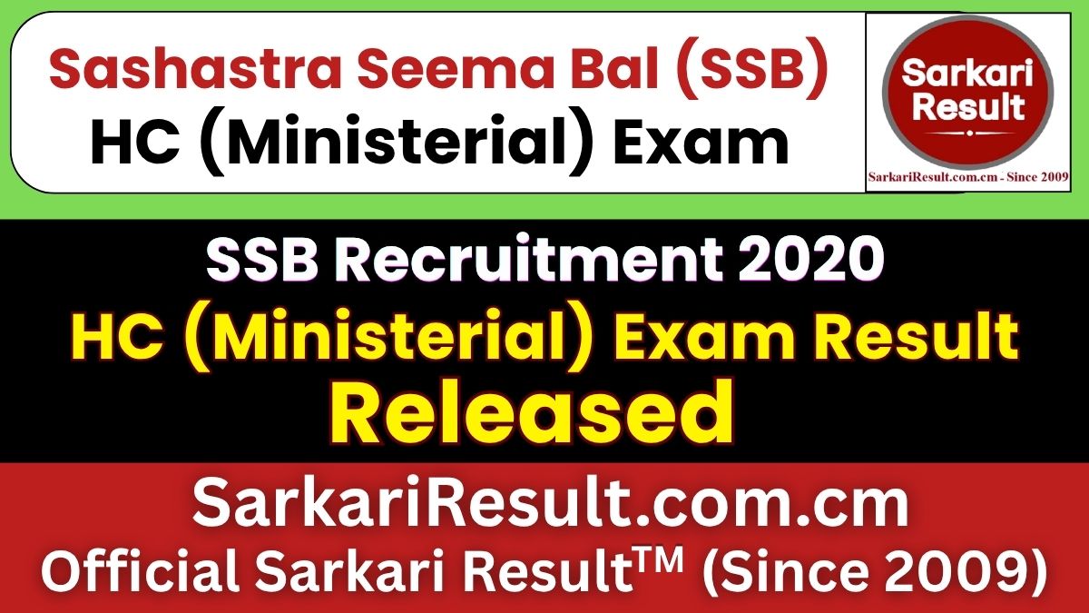 SSB HC (Ministerial) Result 2026