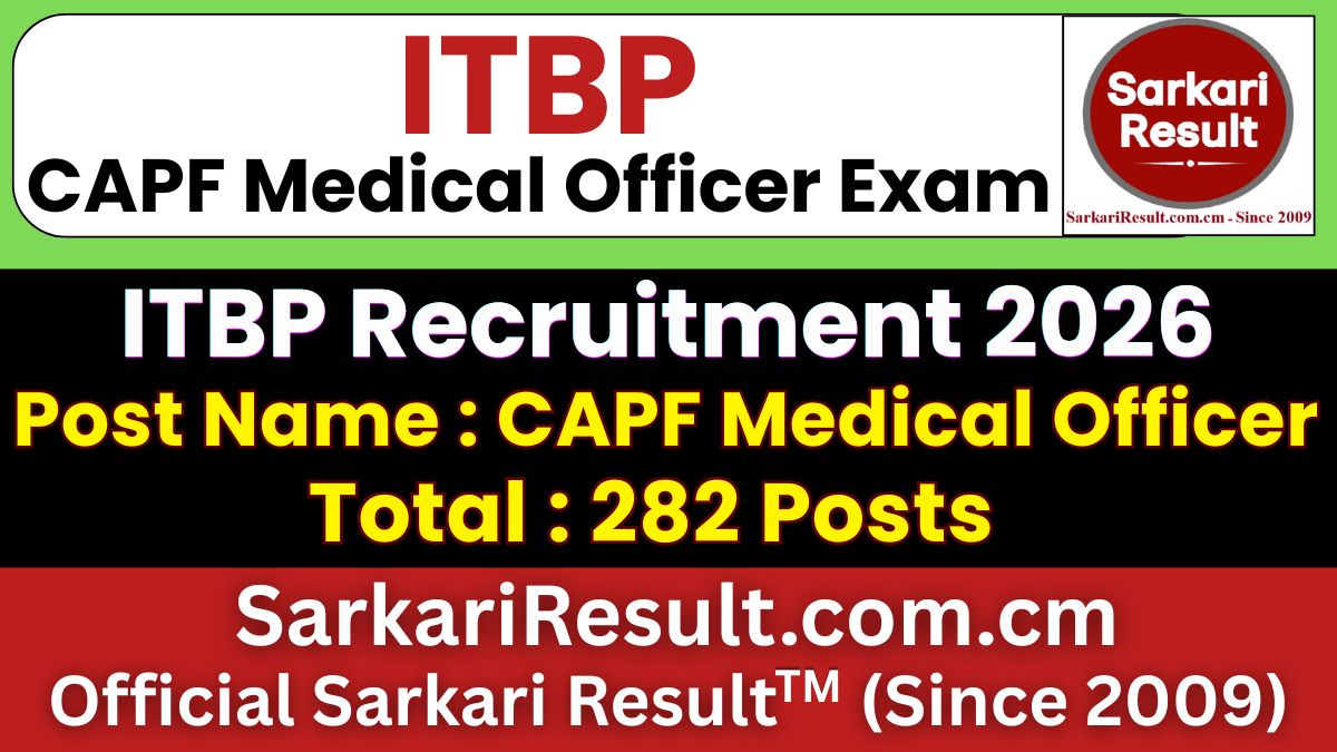 ITBP CAPF Medical Officer Recruitment 2026