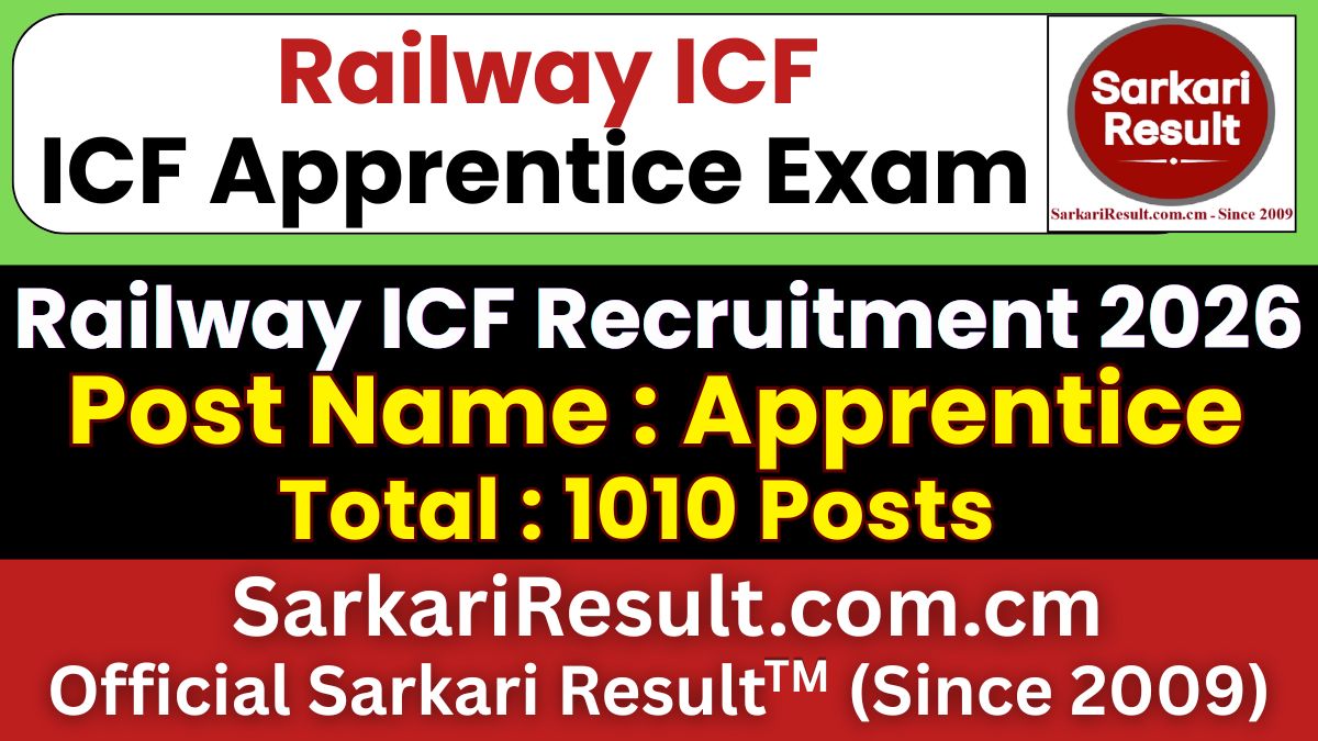 Railway ICF Apprentice Recruitment 2026