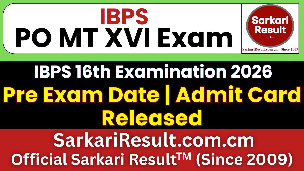 IBPS CRP PO MT XVI Pre Admit Card 2026