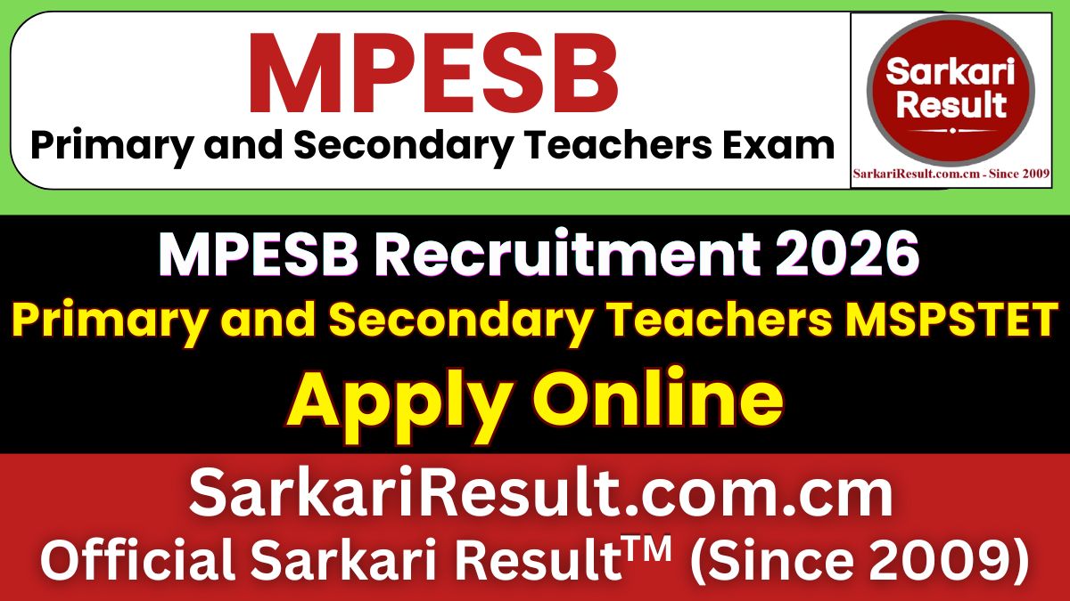 MPESB Primary and Secondary Teachers MSPSTET Recruitment 2026