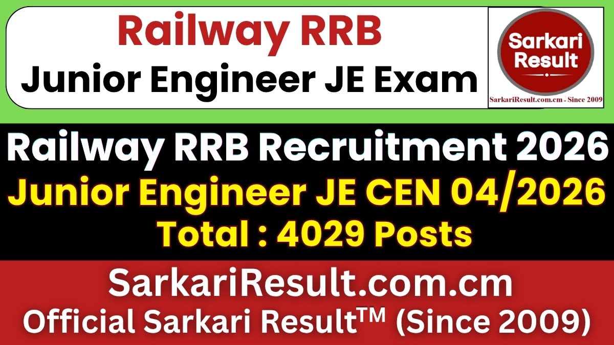 RRB Junior Engineer JE Recruitment 2026