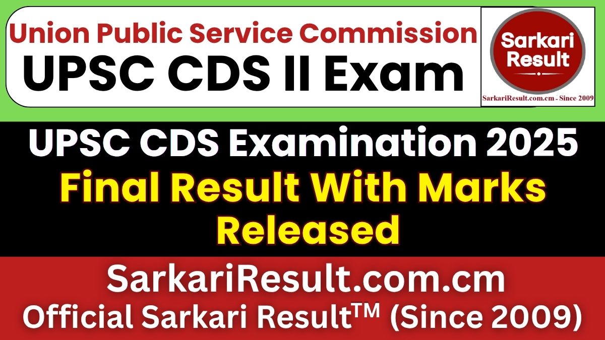 UPSC CDS-II Final Result With Marks 2026