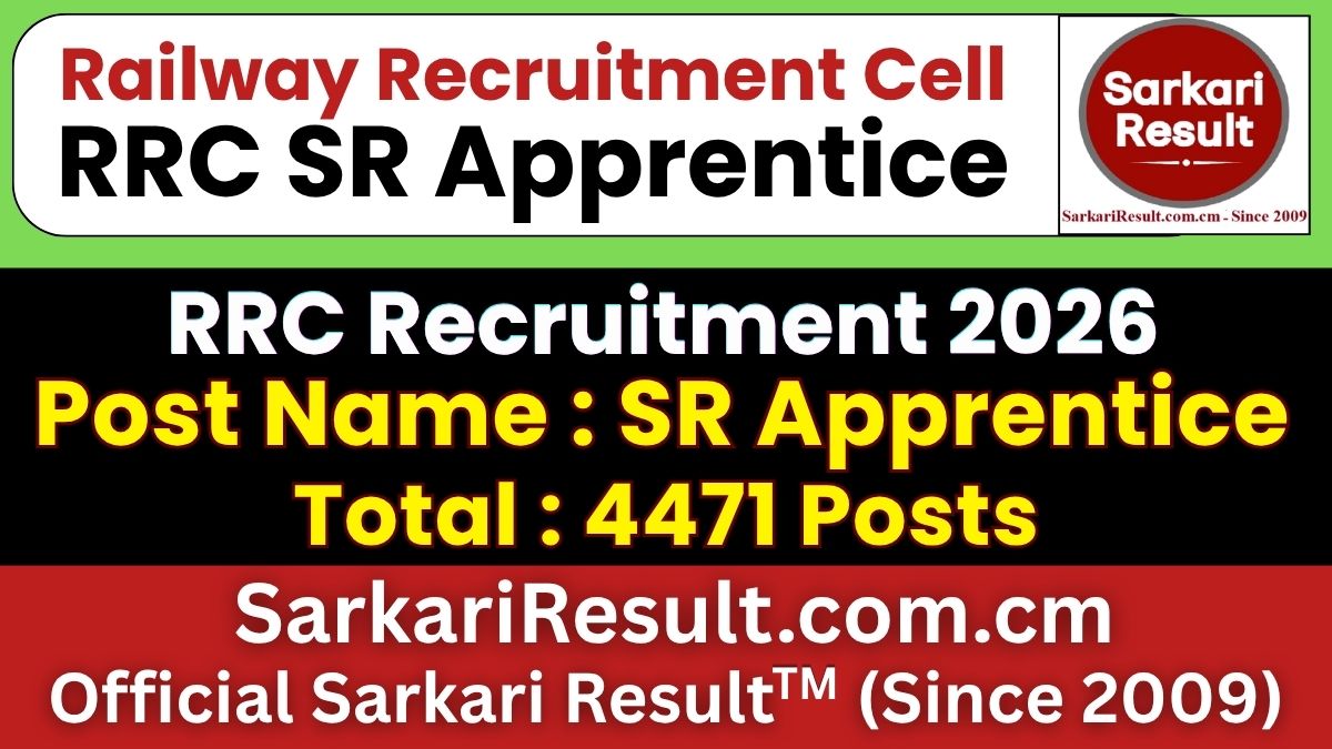 Railway RRC SR Apprentice Recruitment 2026