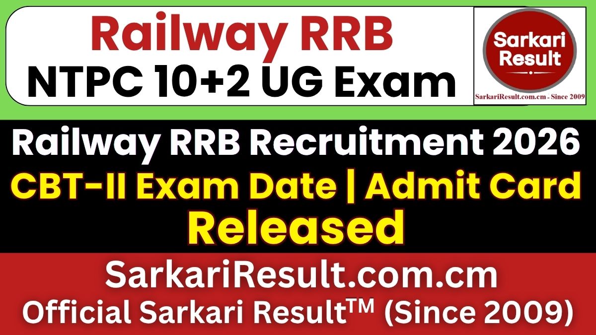 RRB NTPC 10+2 UG CBT-II Exam Date 2026