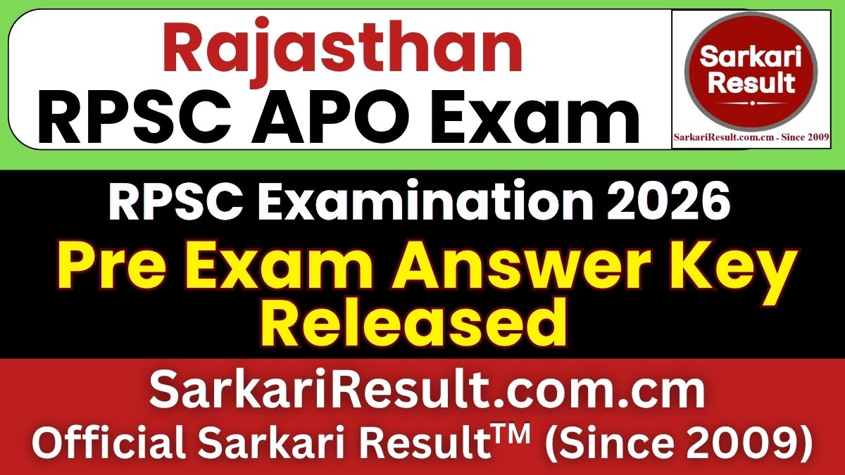RPSC APO Answer Key 2026