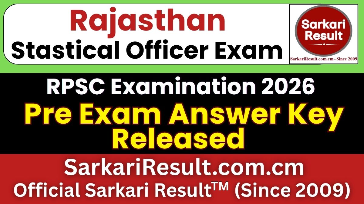 RPSC Statistical Officer Answer Key 2026