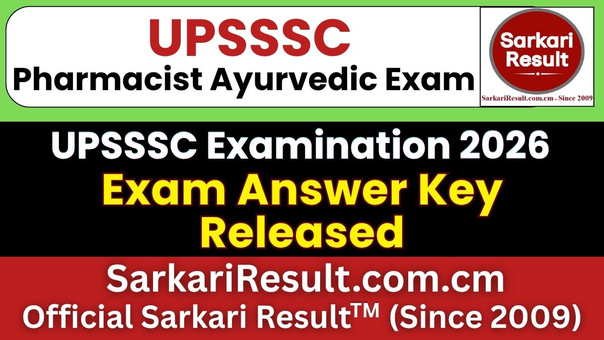 UPSSSC Pharmacist Ayurvedic Answer Key 2026