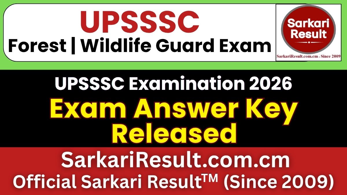 UPSSSC Forest Guard / Wildlife Guard Answer Key 2026