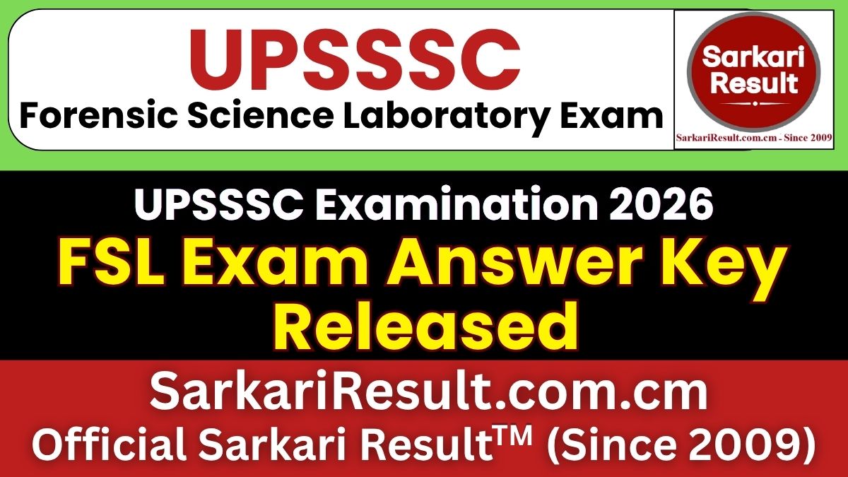 UPSSSC Forensic Science Laboratory Answer Key 2026