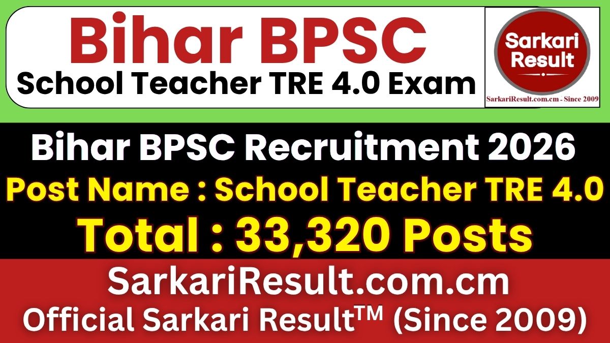 BPSC School Teacher TRE 4.0 Recruitment 2026