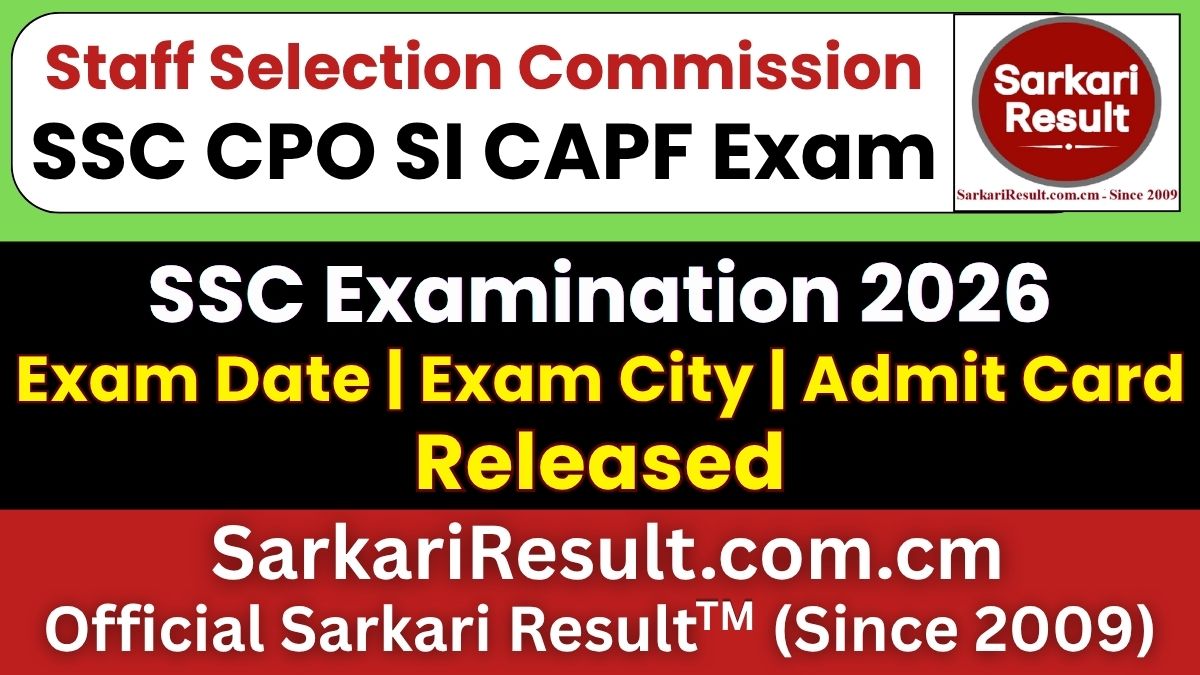 SSC CPO SI CAPF Exam Date 2026