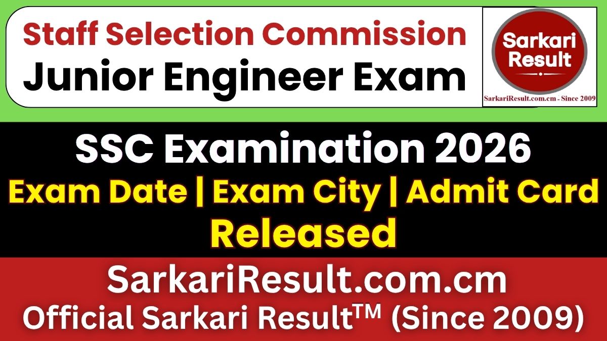 SSC Junior Engineer JE Exam Date 2026