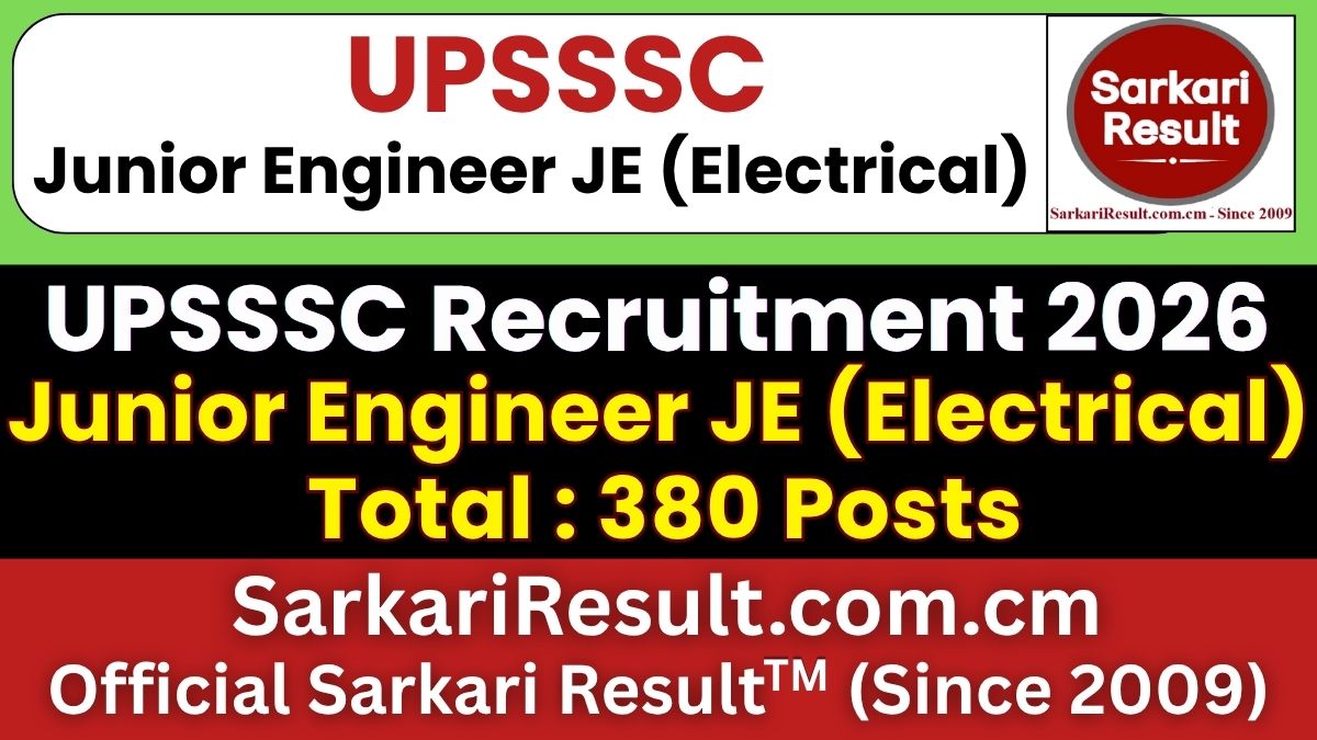 UPSSSC Junior Engineer JE (Electrical) Recruitment 2026