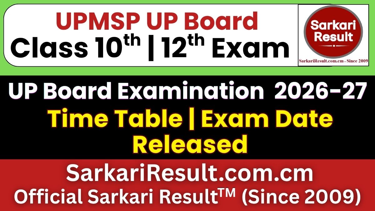 UP Board Class 10th & 12th Time Table 2027
