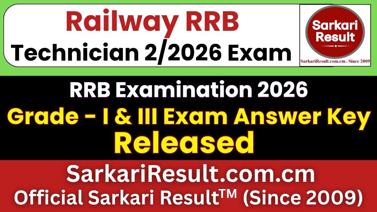 Railway RRB Technician Answer Key 2026