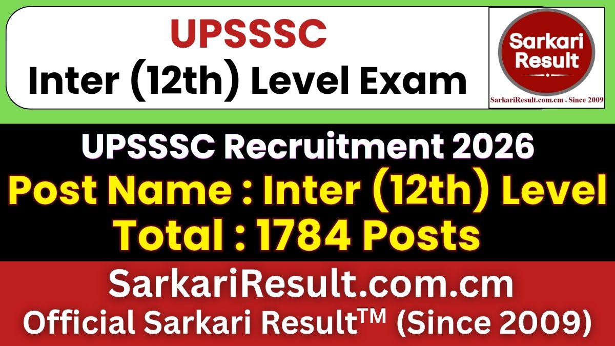 UPSSSC Inter (12th) Level Recruitment 2026